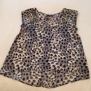 Allen B Blouse w/Stud Details - Cheetah Print